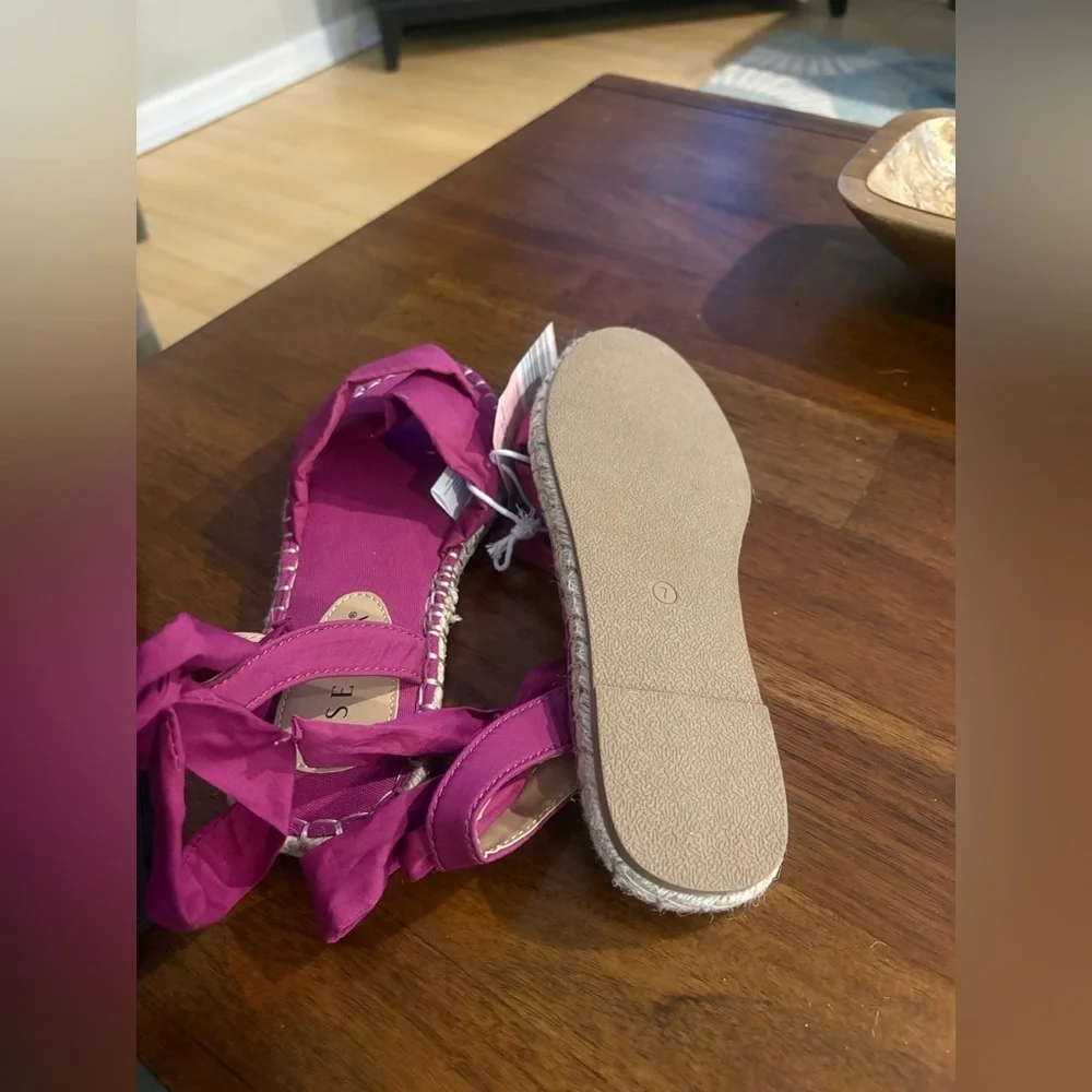 Pink Ankle Tie Espadrille Sandals Wrap Strap Flat Summer‎ Shoes Sz 7 NWT